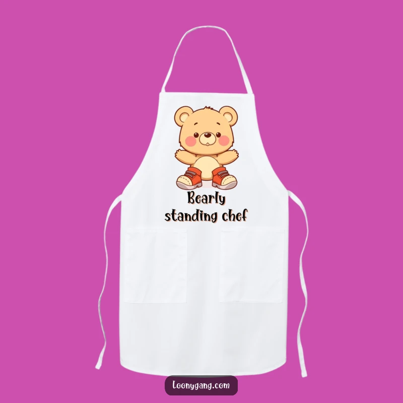 Funny Bear Cub Big Shoes Apron - Adorable Wobbling Kitchen Gear