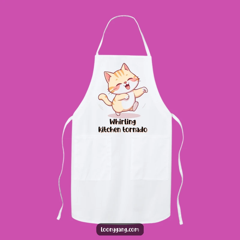 Funny Cat Tail Apron - Dizzy Spin Kitchen Wear, Chef Cat Gift