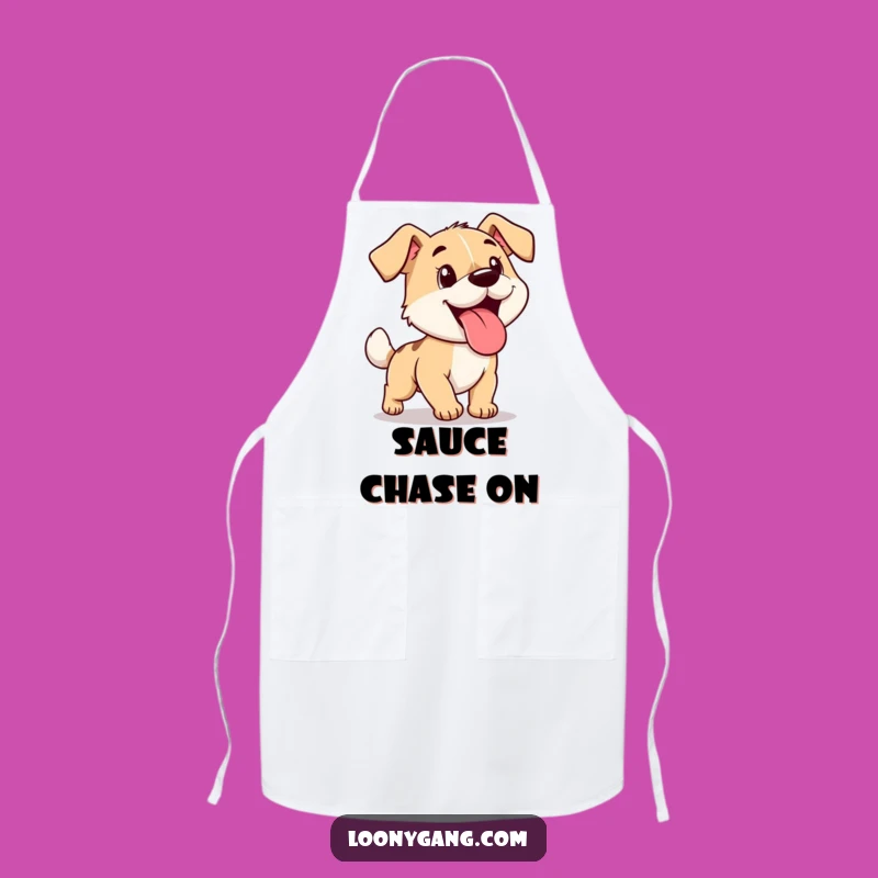 Funny Dog Chasing Tail Apron: Hilarious Kitchen Wear for Playful Cooks