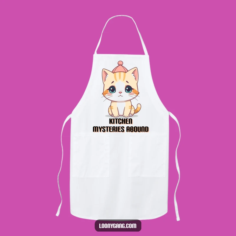 Funny Cat Cub Backwards Hat Apron - Silly Kitchen Feline Accessory