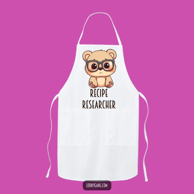 Funny Bear Cub Glasses Apron: Silly Kitchen Wear for Curious Cooks