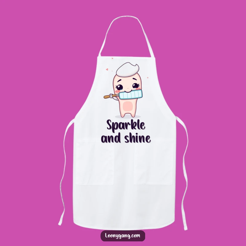 Funny Toothbrush Apron: Silly Smile Brushing Air - Cook with a Grin!
