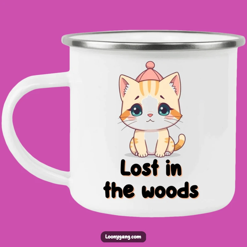 Funny Cat Cub Backwards Hat Camping Mug - Silly Outdoor Feline Cup