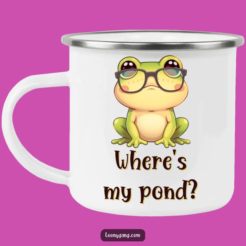 Funny Confused Frog Camp Mug: Pondering Outdoors, Rugged Funny Gift
