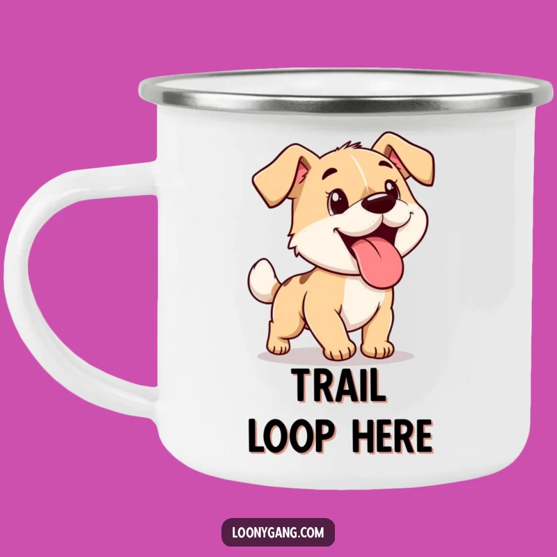 Funny Dog Chasing Tail Camping Mug: Adventure-Ready Hilarious Drinkware