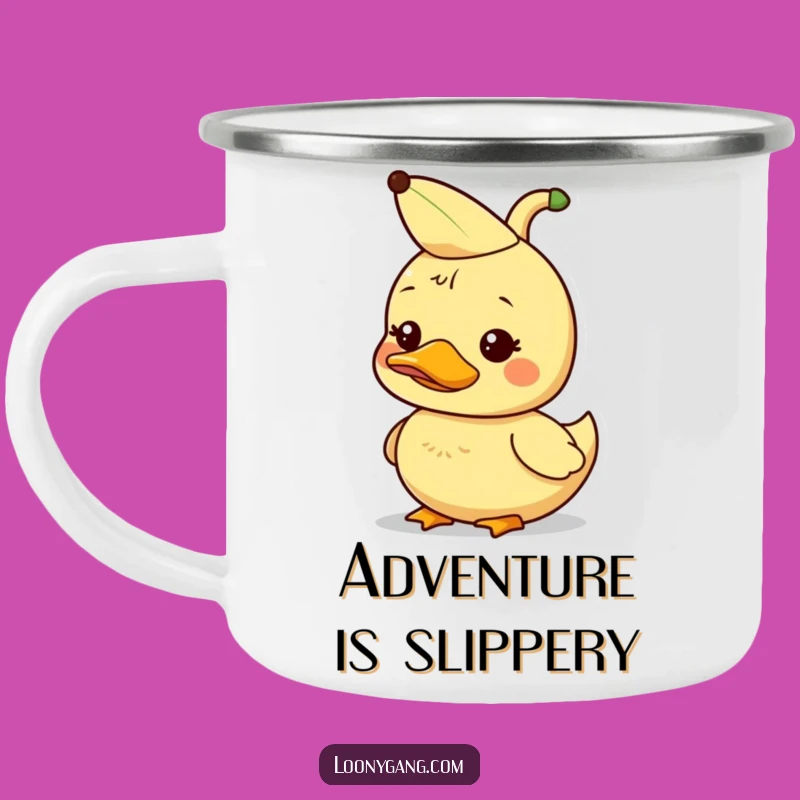 Funny Duckling Camping Mug: Banana Peel Enamel Mug, Quirky Adventure Gift