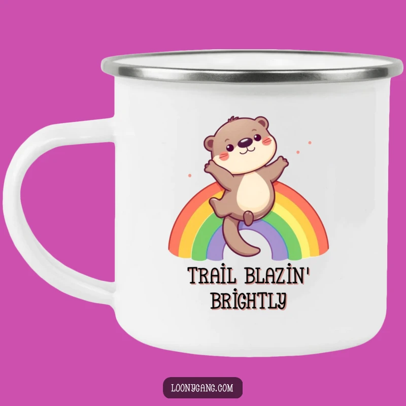 Funny Otter Rainbow Camping Mug: Adventure Fuel for Playful Souls