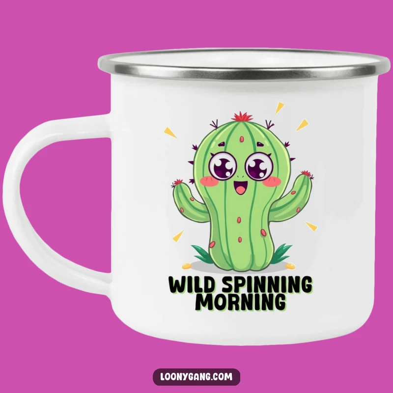 Funny Spinning Cactus Googly Eyes Camping Mug: Adventure Fuel with Laughs
