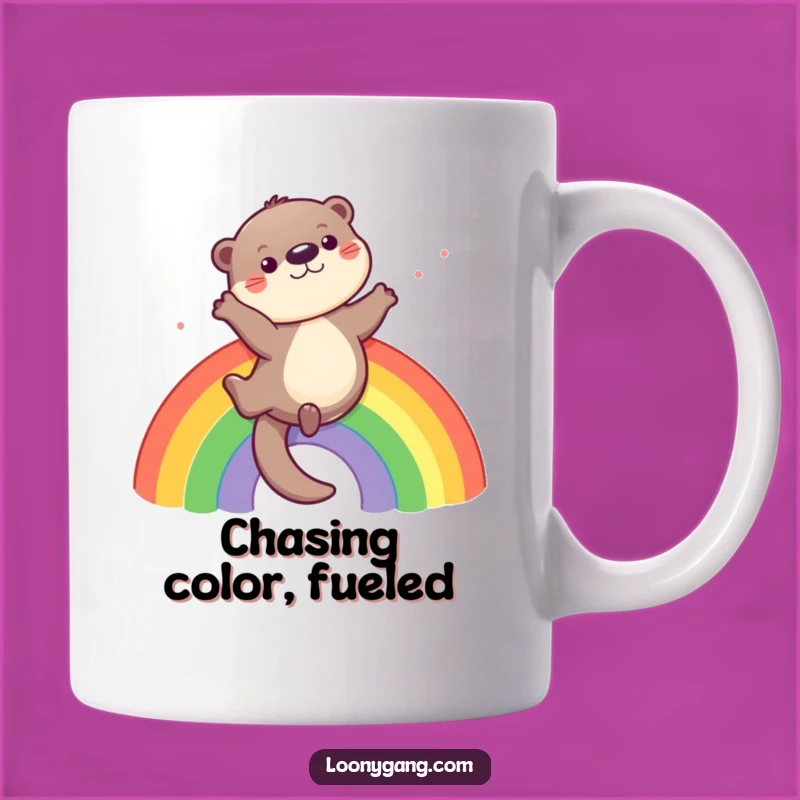 Funny Otter Rainbow Mug: Joyful Gift for Playful Spirits
