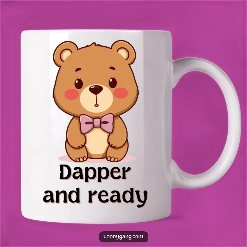 Funny Bear Cub Bowtie Mug: Adorable Cartoon Bear in Lopsided Tie, Great Funny Gift