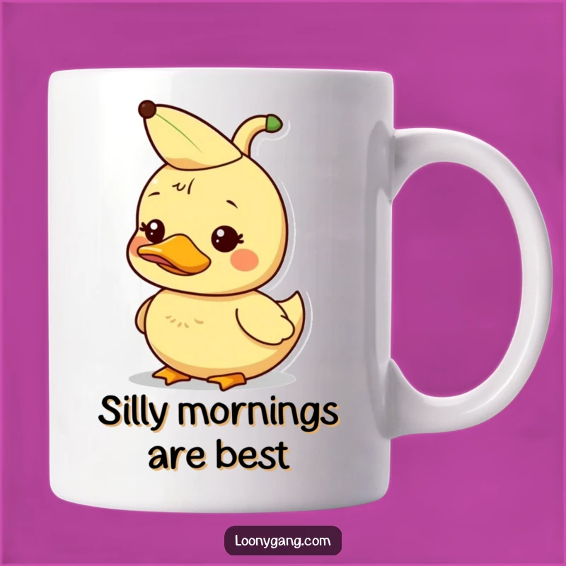 Funny Dorky Duckling Mug: Banana Peel Hat, Silly Gift for Duck Lovers