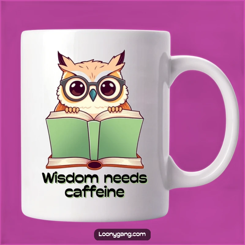 Funny Owl Reader Mug: Adorable Wise Bird with Crooked Glasses, Perfect Gift for Book Lovers
