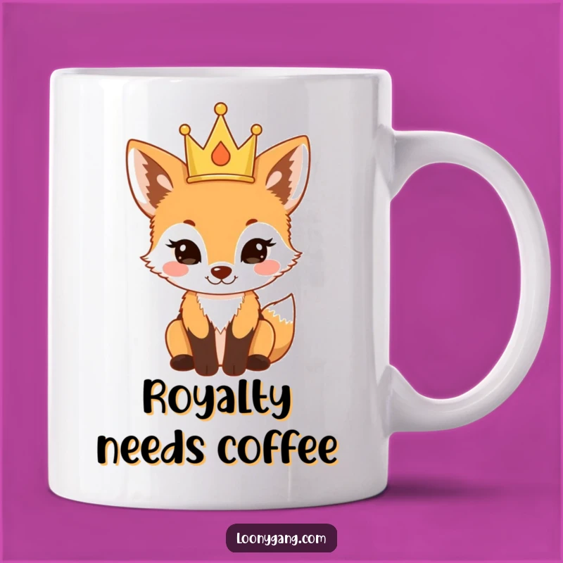 Funny Proud Fox Cub Crown Mug: Royal Laughs, Perfect Regal Funny Gift
