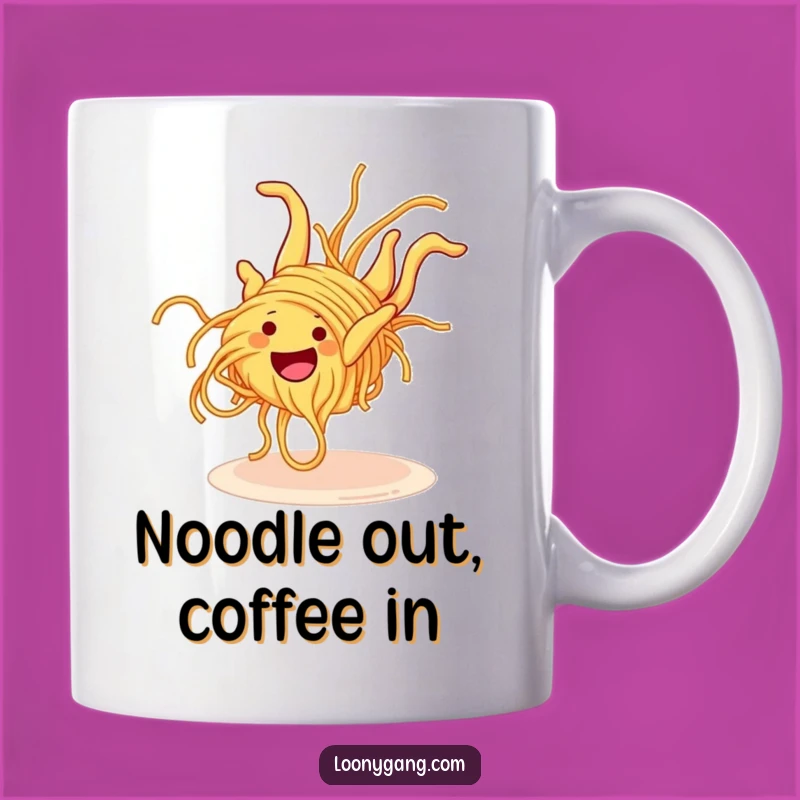 Funny Spaghetti Somersault Mug: Grinning Noodle, Perfect Clumsy Funny Gift