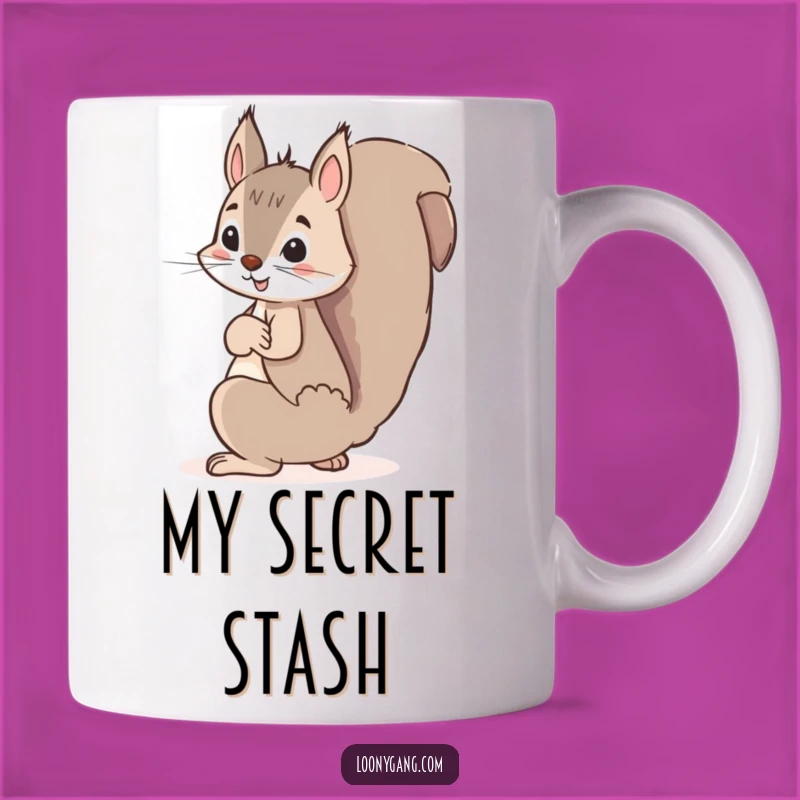 Funny Squirrel Hiding Acorn Mug - Mischievous Nutty Gift