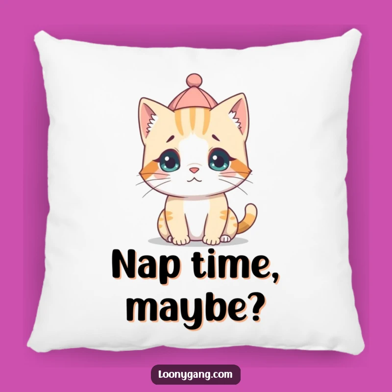 Funny Cat Cub Backwards Hat Pillow - Cozy Confused Feline Cushion