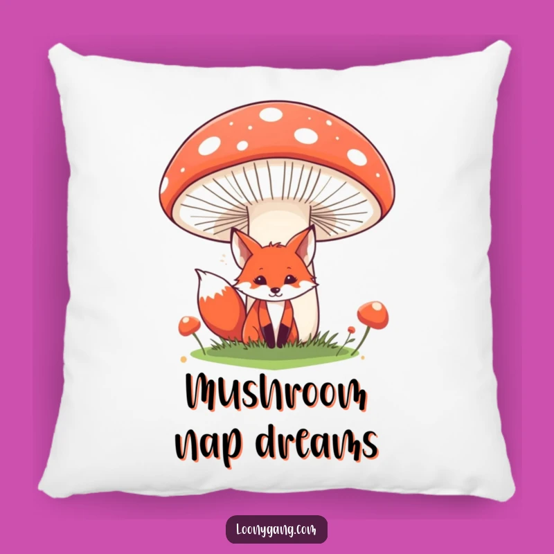 Funny Fox Pillow: Soft Hidden Fox Behind Mushroom, Cozy & Whimsical Funny Gift Decor