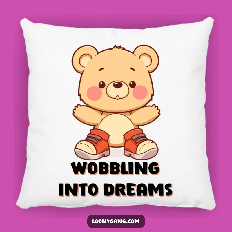 Funny Bear Cub Big Shoes Pillow - Cozy Wobbling Animal Cushion