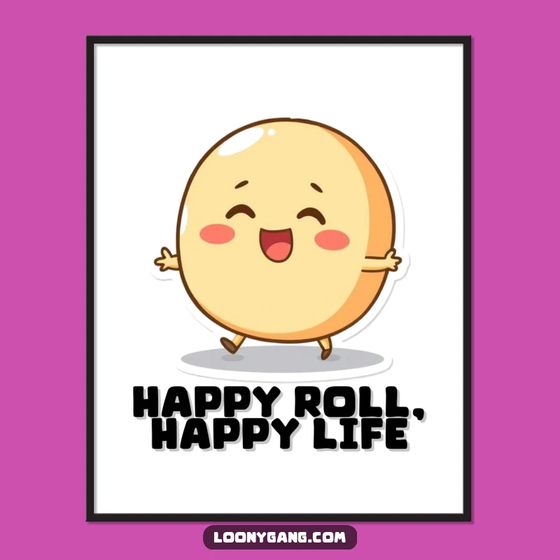 Funny Bread Roll Skip Digital Art: Printable Cheerful Decor, Instant Funny Gift
