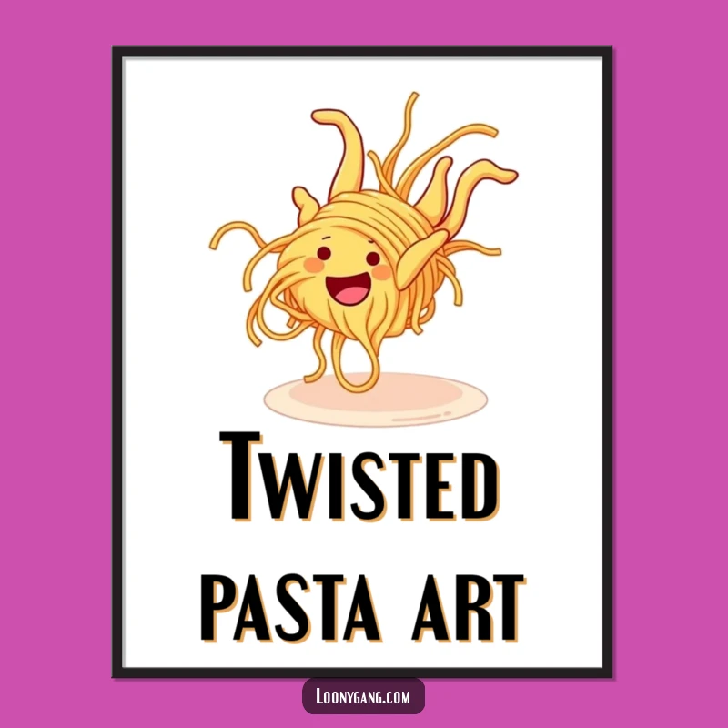 Funny Spaghetti Somersault Digital Art: Printable Noodle Decor, Instant Funny Gift