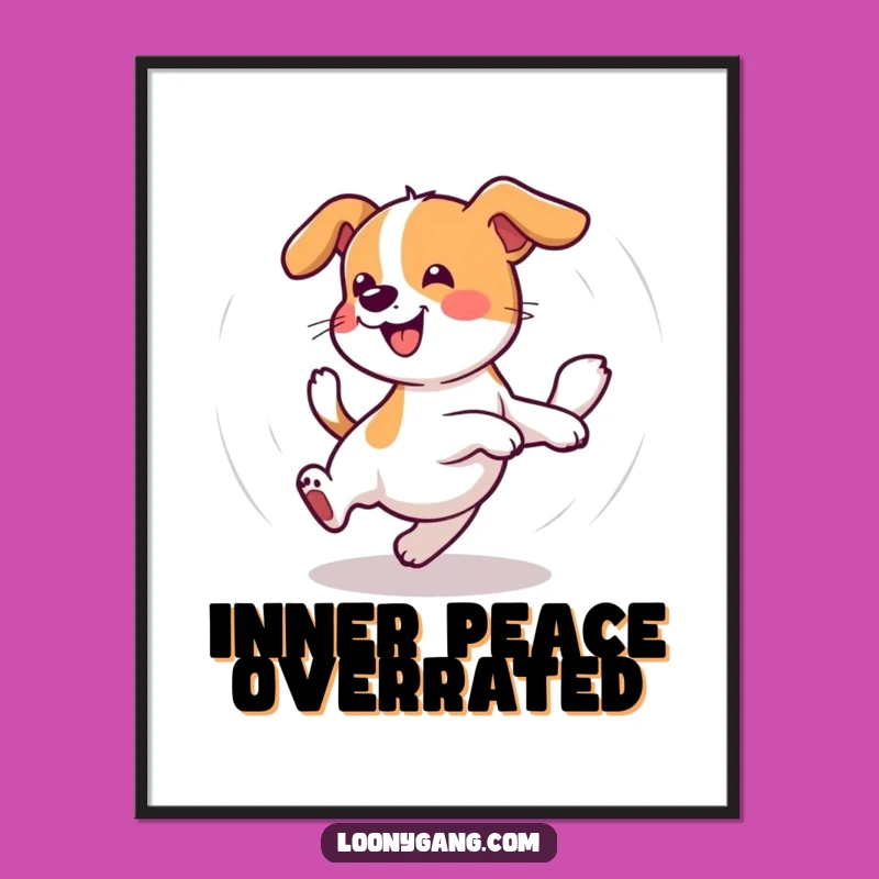 Funny Wobbly Dog Digital Art Print: Dizzy Tail Chaser Joyful Art