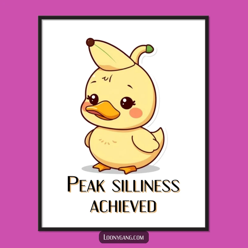 Funny Duckling Digital Art: Banana Peel Printable, Instant Silly Gift