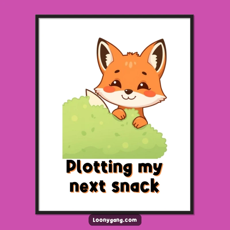 Funny Fox Digital Art Print: Mischievous Grin Peeking Art