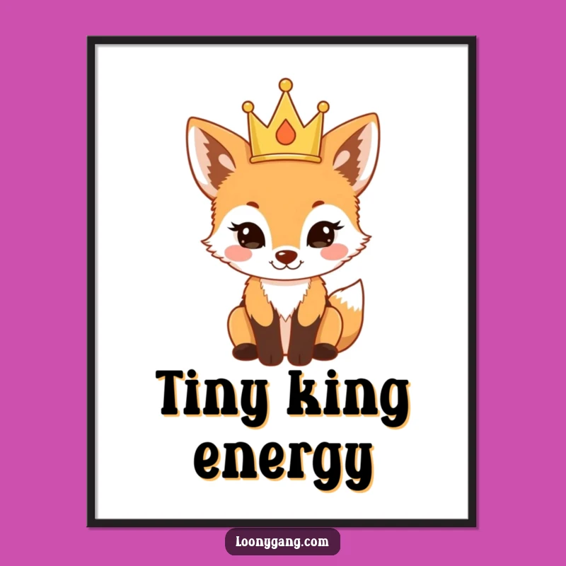 Funny Proud Fox Cub Digital Art: Instant Royalty, Downloadable Funny Gift