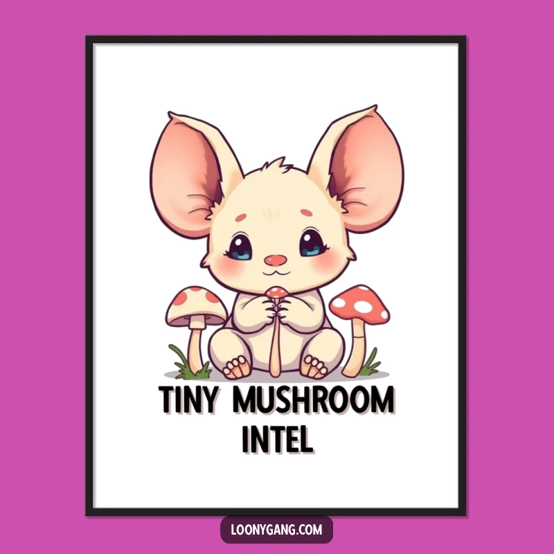 Funny Creature Digital Art - Oversized Ears Listening, Instant Download Gift