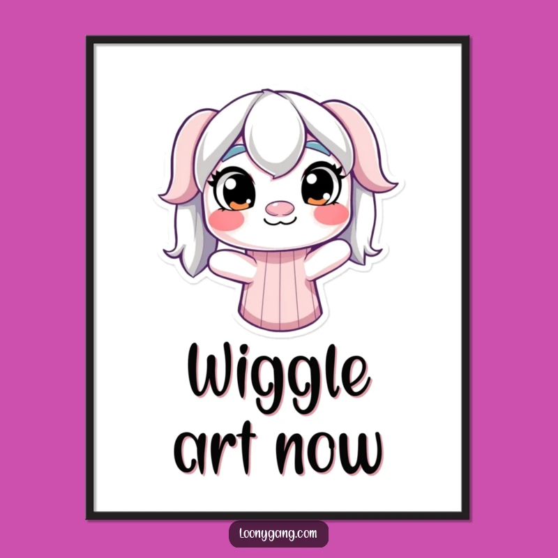 Funny Derpy Sock Puppet Digital Print: Mismatched Eyes Art - Instant Decor