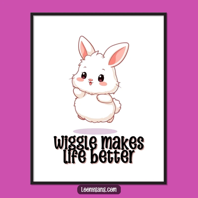 Funny Bunny Wiggle Digital Art: Instant Cartoon Rabbit Download, Unique Funny Gift Idea