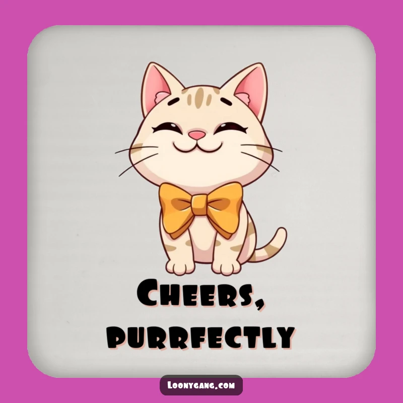 Funny Cat Bowtie Coaster - Hilarious Protection for Your Surfaces