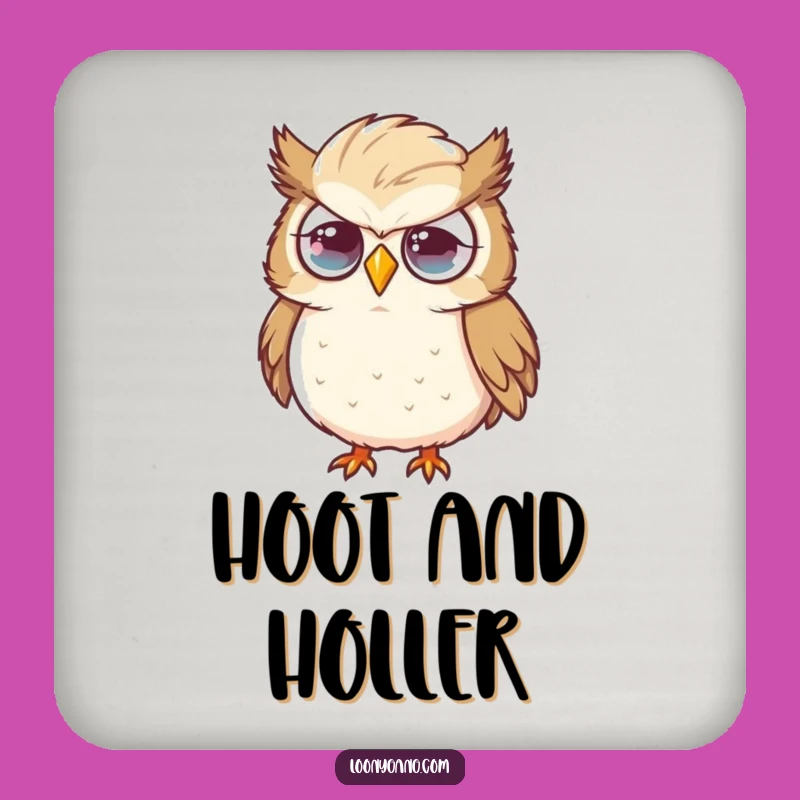 Funny Flustered Owl Coaster Set, Oversized Feather Table Protection, Humorous Housewarming Gift