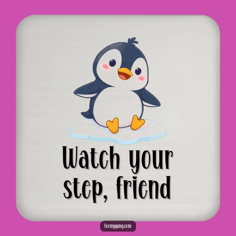 Funny Penguin Slipping Drink Coaster: Protect Surfaces with Cartoon Charm