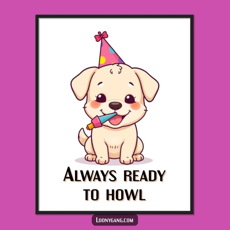 Funny Dog Party Poster - Birthday Pup Wall Art, Festive Home Gift