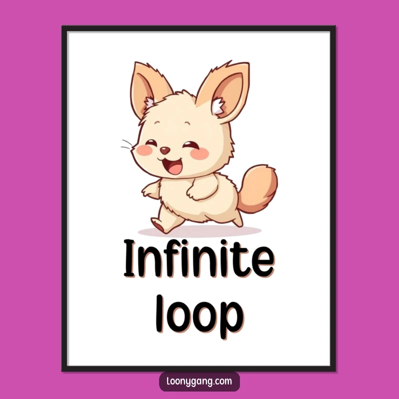 Funny Art Poster: Giggling Creature's Tail Chase Delight