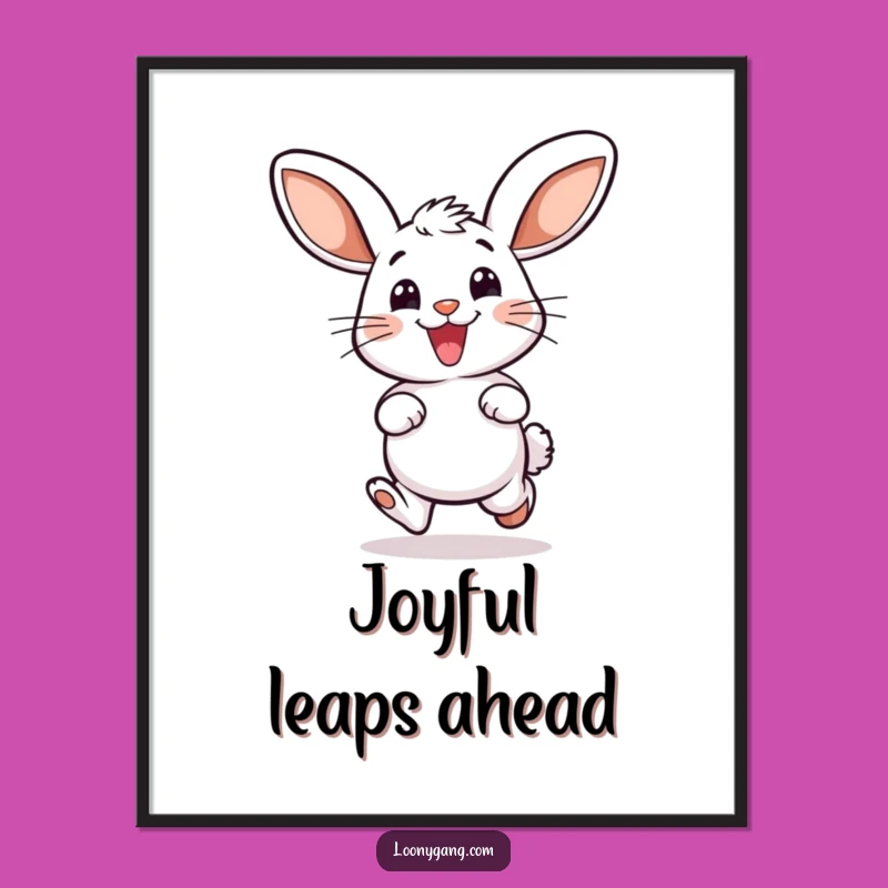 Funny Bunny Hop Poster - Big Ears Wall Art, Cheerful Home Gift
