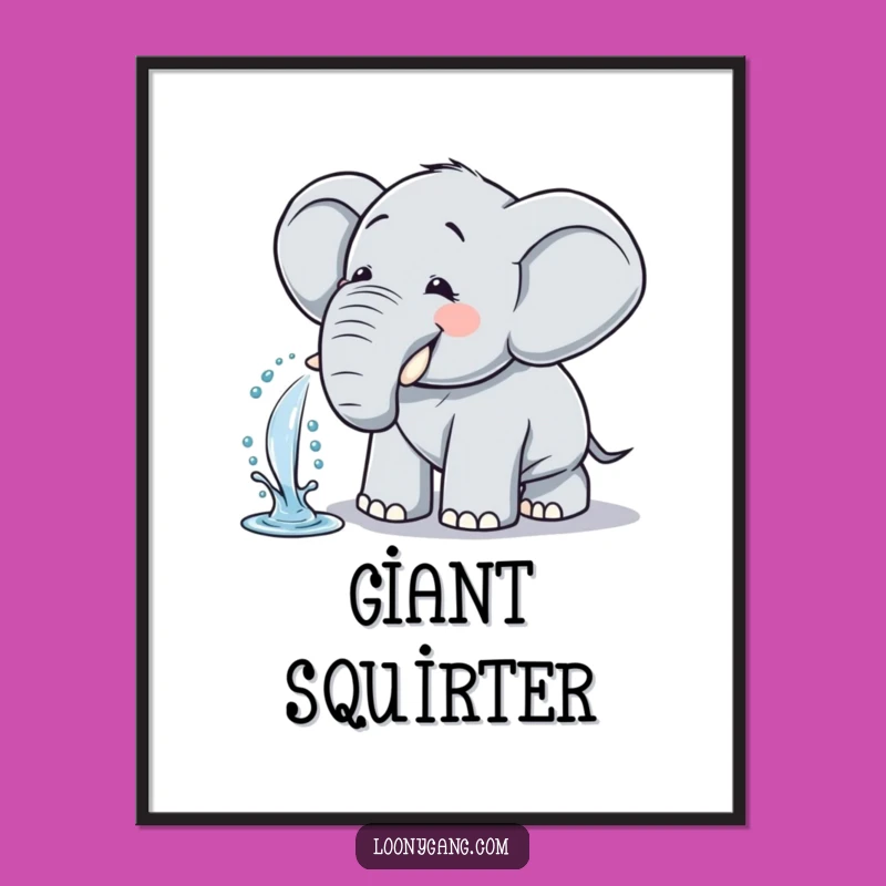Funny Elephant Poster: Giggling Water Spritzer - Hilarious Animal Art Print