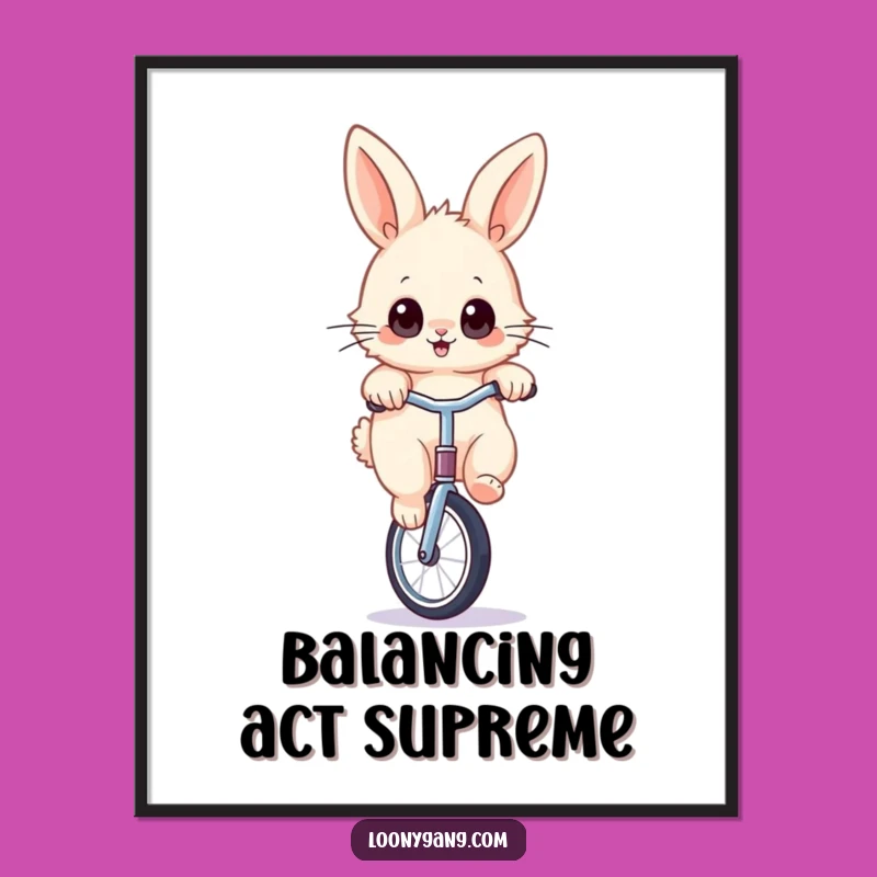 Funny Rabbit Unicycle Poster - Whimsical Wall Art for Playful Spaces