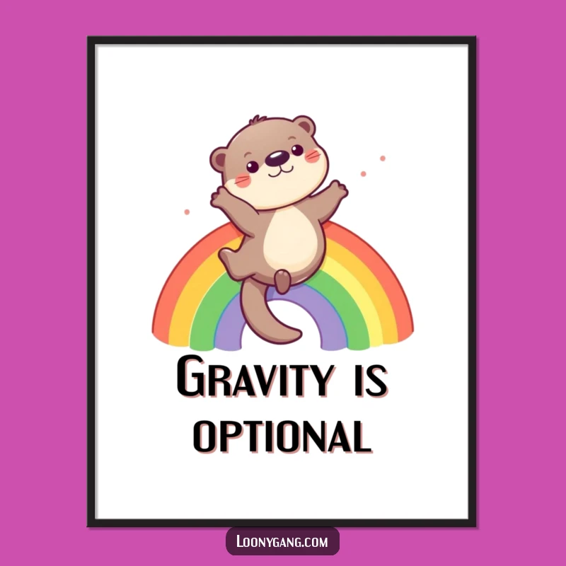 Funny Otter Rainbow Poster: Joyful Art for Playful Spaces