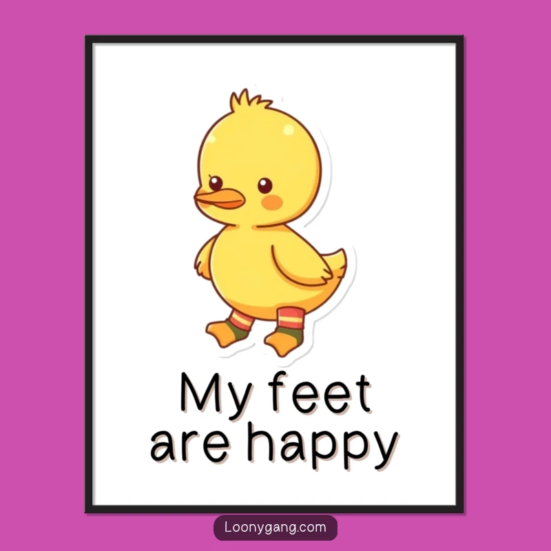 Funny Mismatched Socks Duckling Poster, Bright Yellow Wall Art, Humorous Gift for Duck Fans