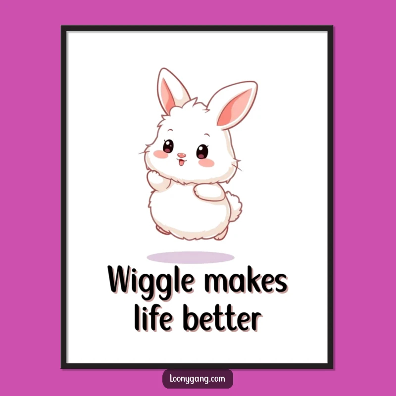 Funny Bunny Wiggle Poster: Adorable Cartoon Rabbit Art, Perfect Funny Gift for Any Wall