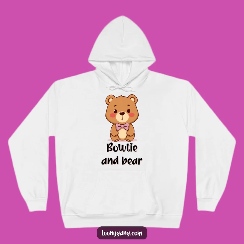 Funny Bear Cub Bowtie Hoodie: Cozy Cartoon Bear Attire, Superb Funny Gift for Bears