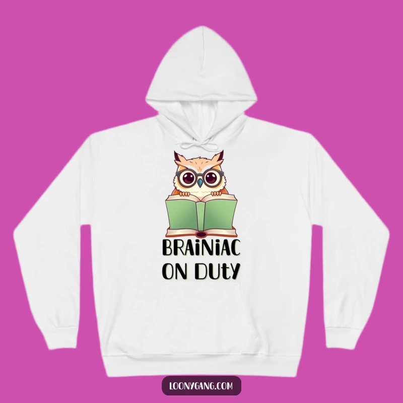 Cozy Funny Owl Hoodie: Warm Pullover with Spectacled Bird and Book, Ideal Gift