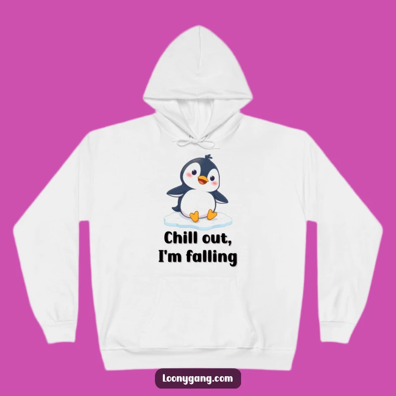 Funny Penguin Slipping Hoodie: Cozy Cartoon Comfort for Penguin Lovers
