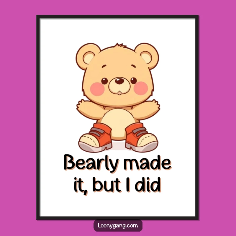 Free Printable Bear Wall Art: Big Shoes Wobble Downloadable Decor