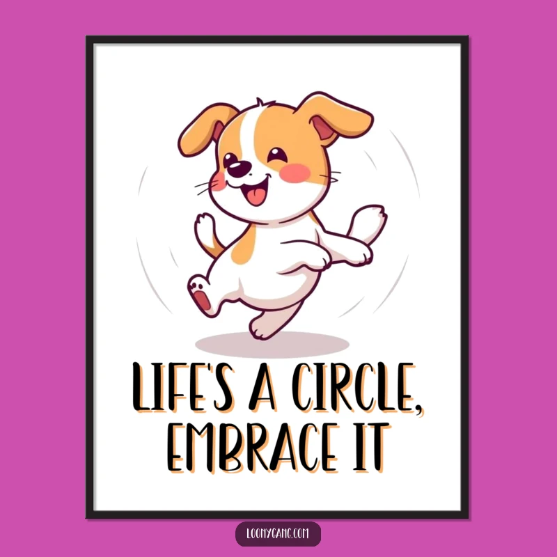 Funny Free Printable Wall Art: Wobbly Dog Tail Chase - Quirky Downloadable Decor