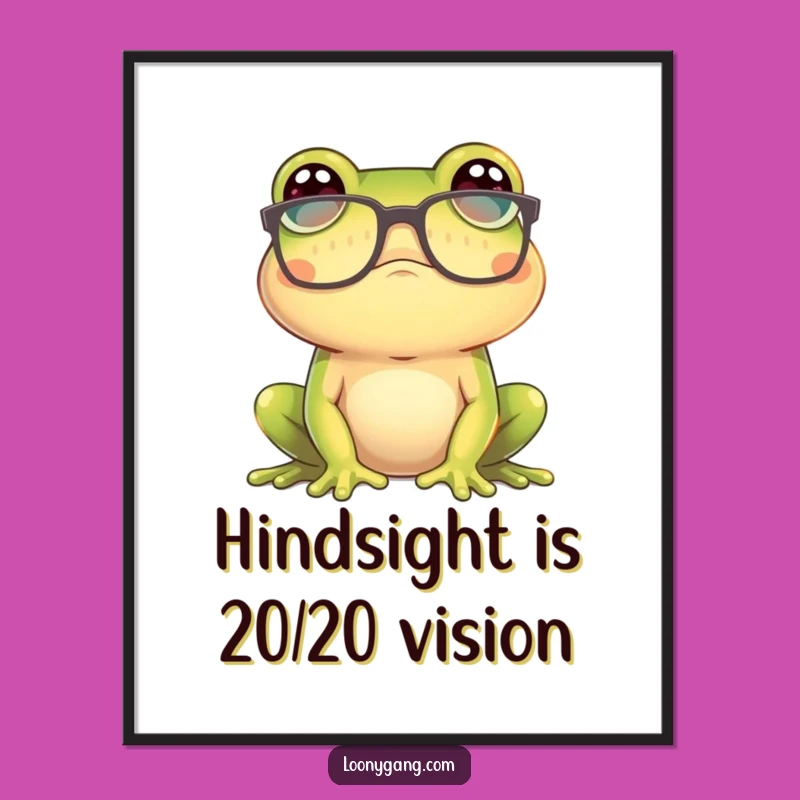 Funny Free Printable Wall Art: Confused Frog Glasses, downloadable art gift!