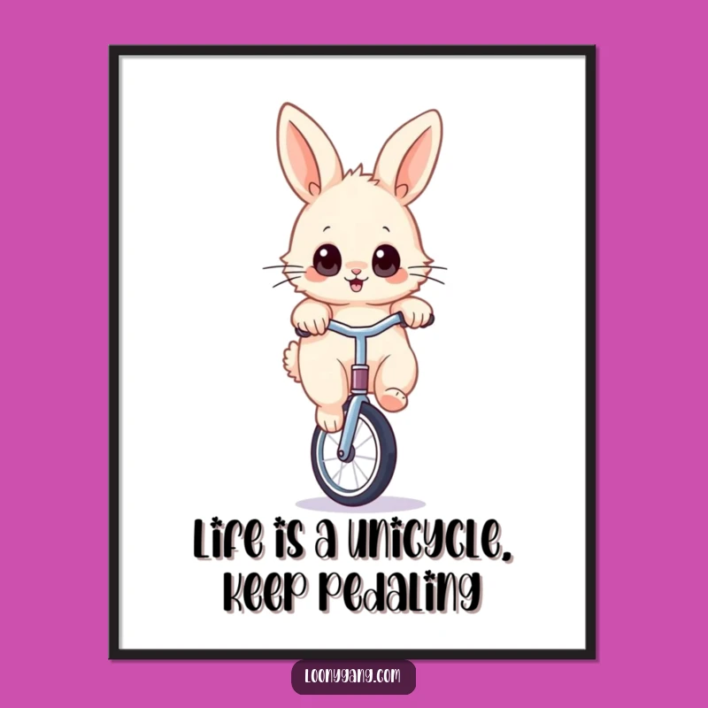 Free Printable Bunny Art: Funny Unicycle Rabbit Downloadable Wall Decor