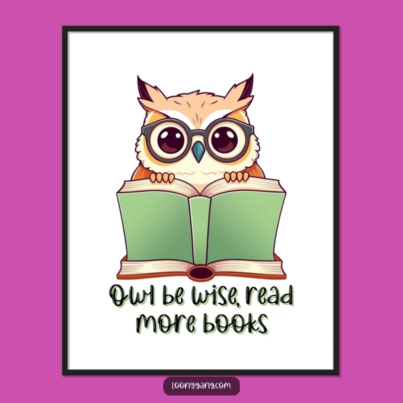 Free Printable Wall Art: Funny Owl Over Book, Quirky Downloadable Decor for Book Lovers